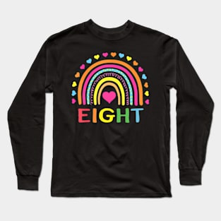 8 Years Old Rainbow 8Th Birthday For Girls Boys Kids Long Sleeve T-Shirt